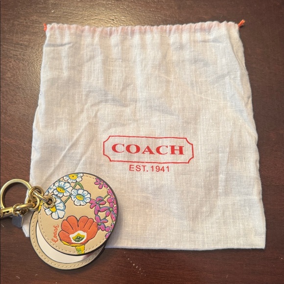 EUC Coach Floral Keychain with Mirror & Dustbag - Picture 7 of 7